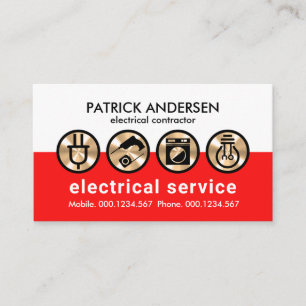 Tarjeta De Visita Electricista de Iconos Eléctricos Plateados