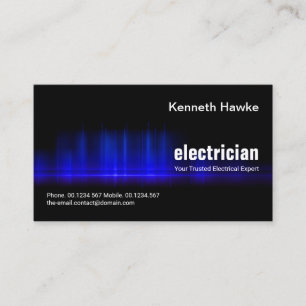 Tarjeta De Visita Electricista de Impresionante Ola Eléctrica Azul