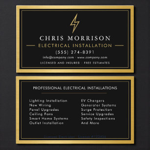 Tarjeta De Visita Electricista de Instalación Eléctrica Metálica