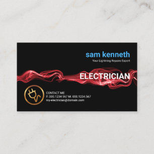 Tarjeta De Visita Electricista de luz de onda eléctrica roja