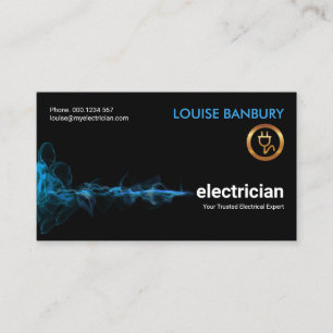 Tarjeta De Visita Electricista de onda relámpago azul sorprendente