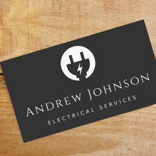 Tarjeta De Visita Electricista de Servicio Eléctrico Moderno Blanco 
