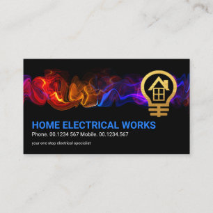 Tarjeta De Visita Electricista doméstico de la bombilla de oro de l