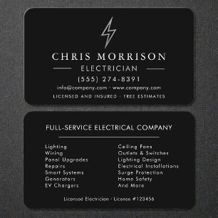 Tarjeta De Visita Electricista Eléctrico de Plata Negra
