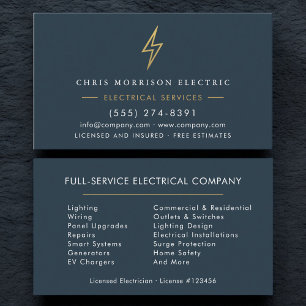 Tarjeta De Visita Electricista – Empresa Eléctrica Azul Profesional
