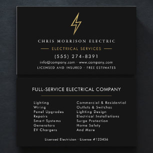 Tarjeta De Visita Electricista – Empresa Eléctrica Profesional