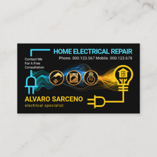 Tarjeta De Visita Electricista enciende la bombilla del hogar del ci