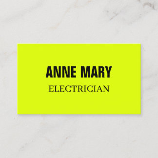 Tarjeta De Visita Electricista Fluorescente Neón Amarillo Electricid
