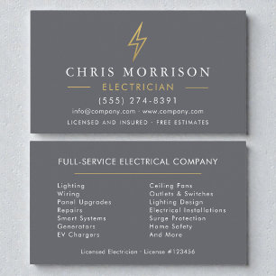 Tarjeta De Visita Electricista Gray Gold
