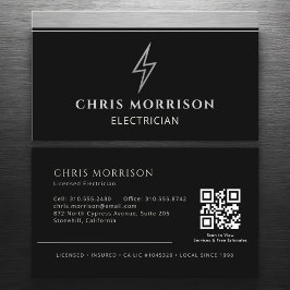 Tarjeta De Visita Electricista Industrial Código QR Metálico