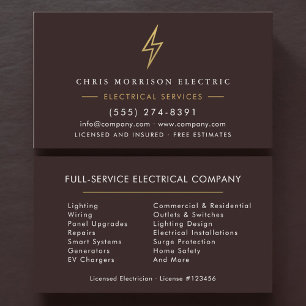 Tarjeta De Visita Electricista Licenciado Modern Electric Company