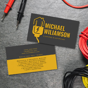 Tarjeta De Visita Electricista Licenciado Profesional Trabajo Eléctr