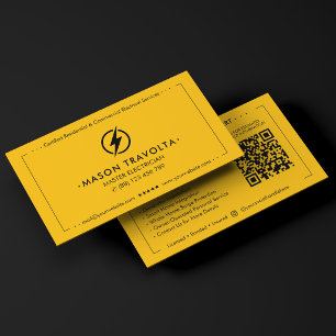 Tarjeta De Visita Electricista Maestro Moderno Residencial Amarillo