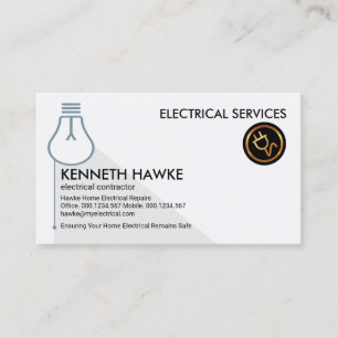 Tarjeta De Visita Electricista Minimalista de bombilla gris