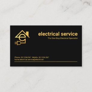 Tarjeta De Visita Electricista minimalista de Línea de Oro
