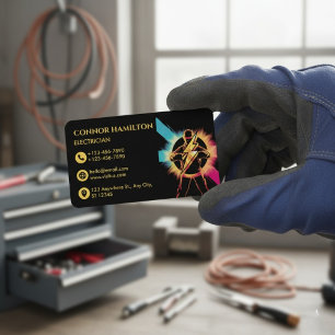 Tarjeta De Visita Electricista moderno con estilo genial y relámpago