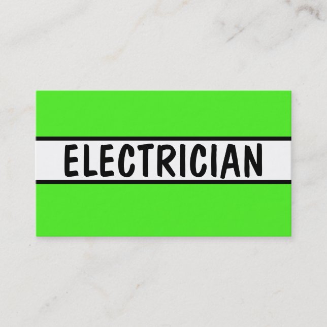 Tarjeta De Visita Electricista Neon Green (Anverso)