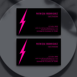 Tarjeta De Visita Electricista Personalizado de Iluminación Rosa Neo