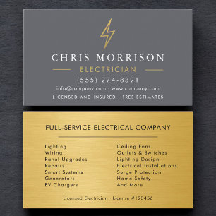 Tarjeta De Visita Electricista Profesional Industrial Oro