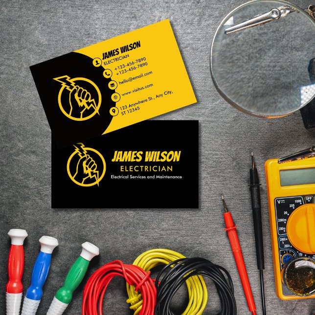 Tarjeta De Visita Electricista profesional moderno y Personalizable (Subido por el creador)