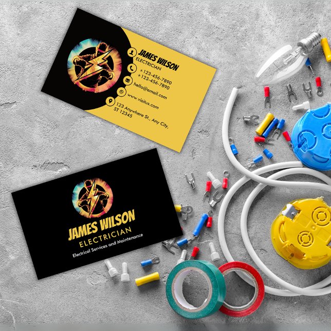 Tarjeta De Visita Electricista profesional moderno y Personalizable (Subido por el creador)