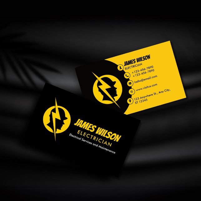 Tarjeta De Visita Electricista profesional moderno y Personalizable (Subido por el creador)