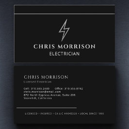 Tarjeta De Visita Electricista Profesional Negro Plata Contratista