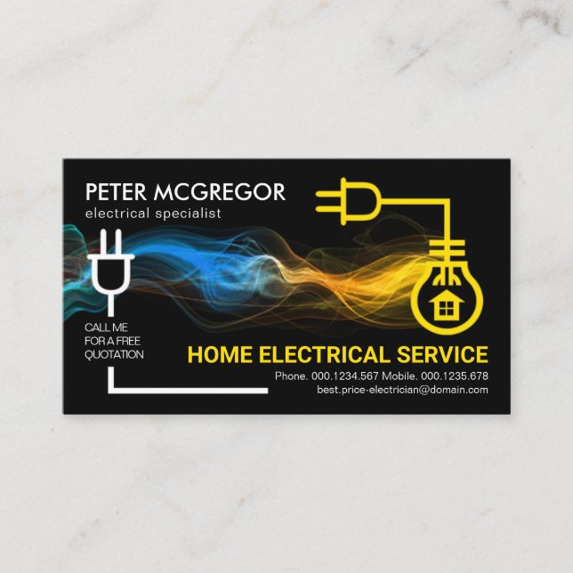 Tarjeta De Visita Electricista relámpago de circuito eléctrico creat (Anverso)