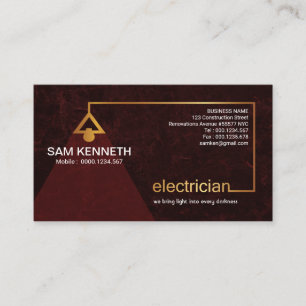 Tarjeta De Visita Electricista rojo elegante magnífico del arte del