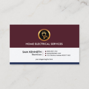 Tarjeta De Visita Electricista rojo elegante simple de la