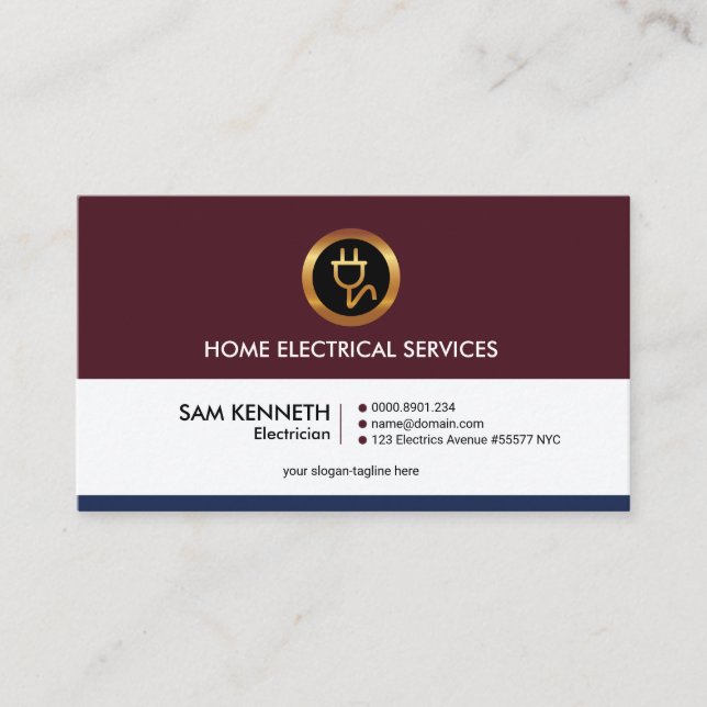Tarjeta De Visita Electricista rojo elegante simple de la (Anverso)