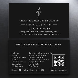 Tarjeta De Visita Electricista – Servicio Eléctrico Black Silver