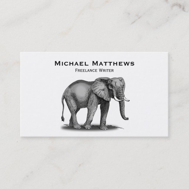 Tarjeta De Visita Elefante africano blanco negro personalizado (Anverso)