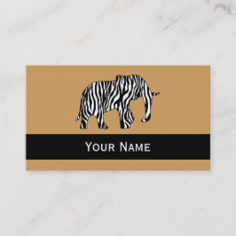 Tarjeta De Visita Elefante con franjas cebra + tus ideas