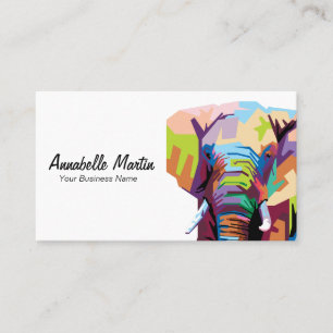 Tarjeta De Visita Elefante de arte pop colorido