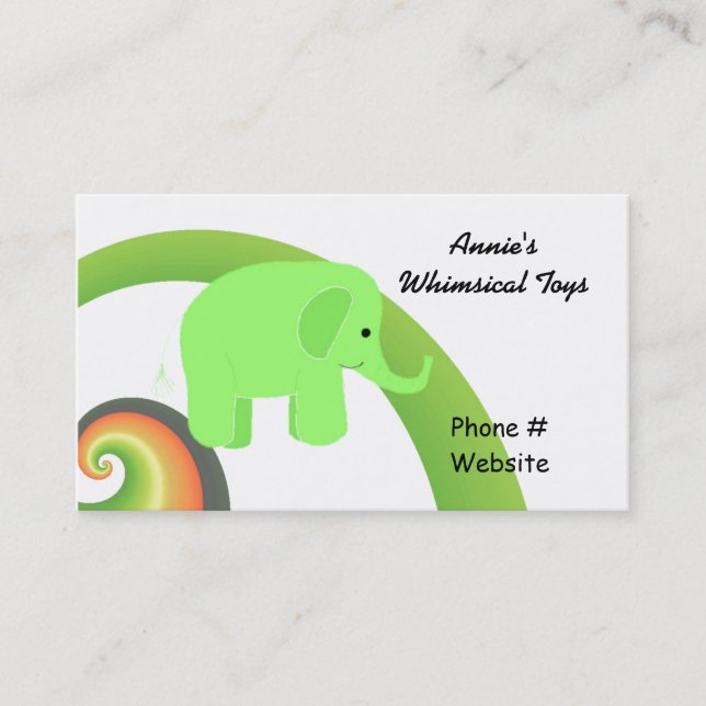 Tarjeta De Visita Elefante de dibujos animados lindo (Anverso)