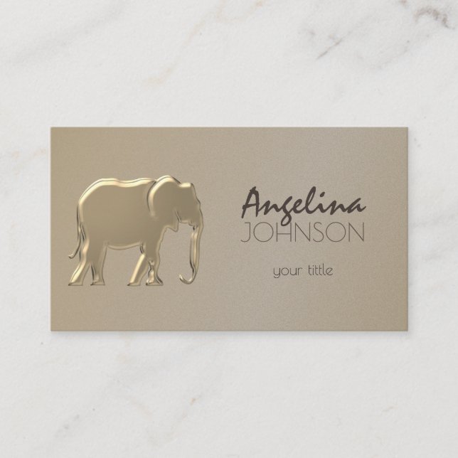 Tarjeta De Visita Elefante de Hoja de Oro Moderno (Anverso)