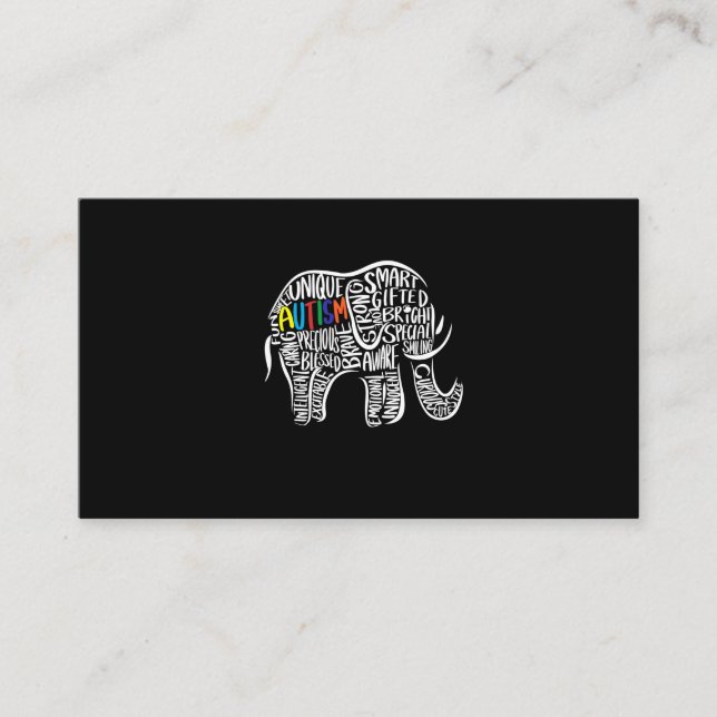 Tarjeta De Visita Elefante de la conciencia del autismo (Anverso)