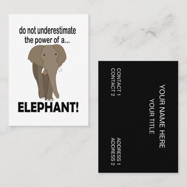 Tarjeta De Visita Elefante de vida salvaje para animales elefantes (Anverso / Reverso)