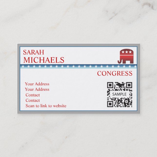 Tarjeta De Visita Elefante del republicano de la plantilla de la (Anverso)