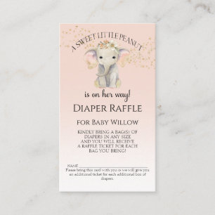 Tarjeta De Visita Elefante Diaper Temático Raffle Bebé Ducha