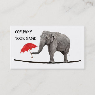 Tarjeta De Visita Elefante en una cuerda tirante