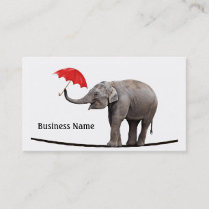 Tarjeta De Visita Elefante en una cuerda tirante