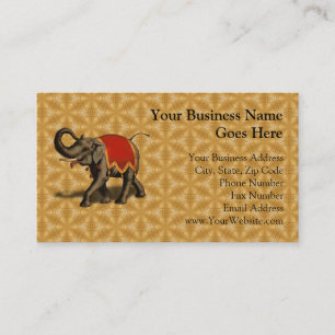 Tarjeta De Visita Elefante indio con tela roja
