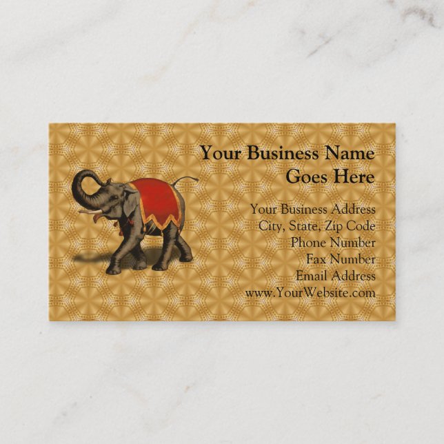 Tarjeta De Visita Elefante indio con tela roja (Anverso)