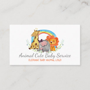 Tarjeta De Visita Elefante Jirafa León Guardería Infantil Bebé Salva