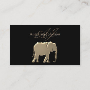 Tarjeta De Visita Elefante moderno profesional negro y dorado
