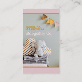 Tarjeta De Visita Elefante, niñera de la bandera de los conejos