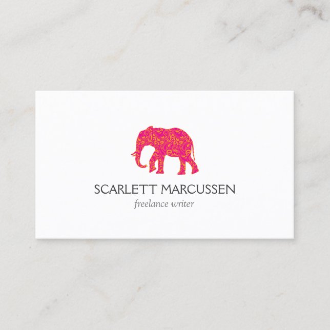 Tarjeta De Visita Elefante rosa de época (Anverso)