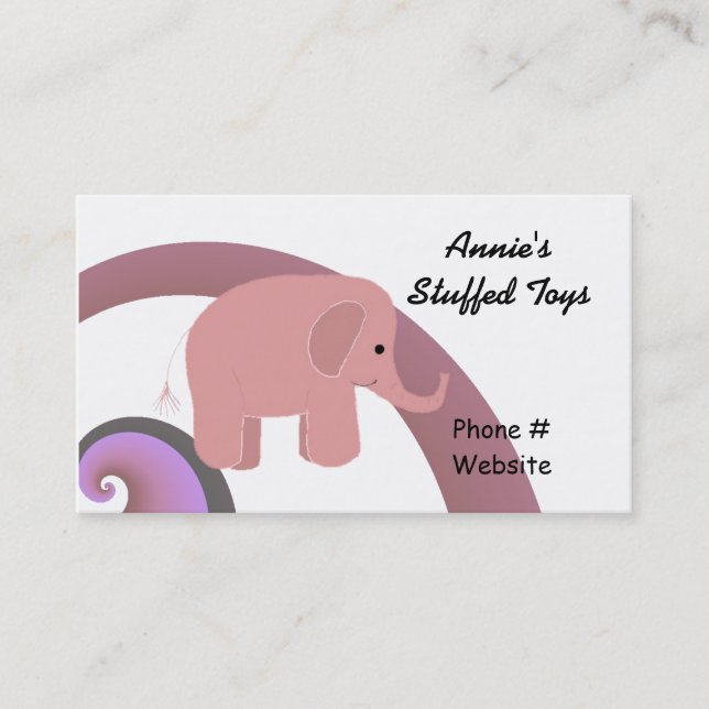 Tarjeta De Visita Elefante rosa lindo (Anverso)